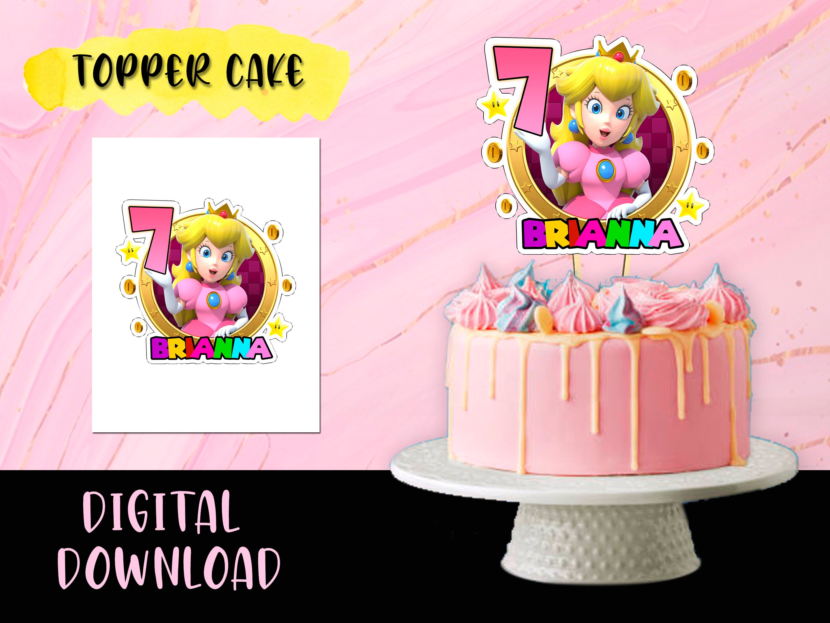 Princess Peach Theme Cake Topper -  Portugal