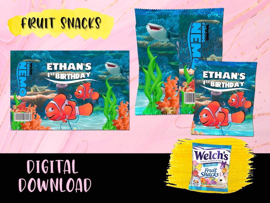 Finding Nemo Fruit Snacks Birthday Party Fruit Snacks Labels Printables