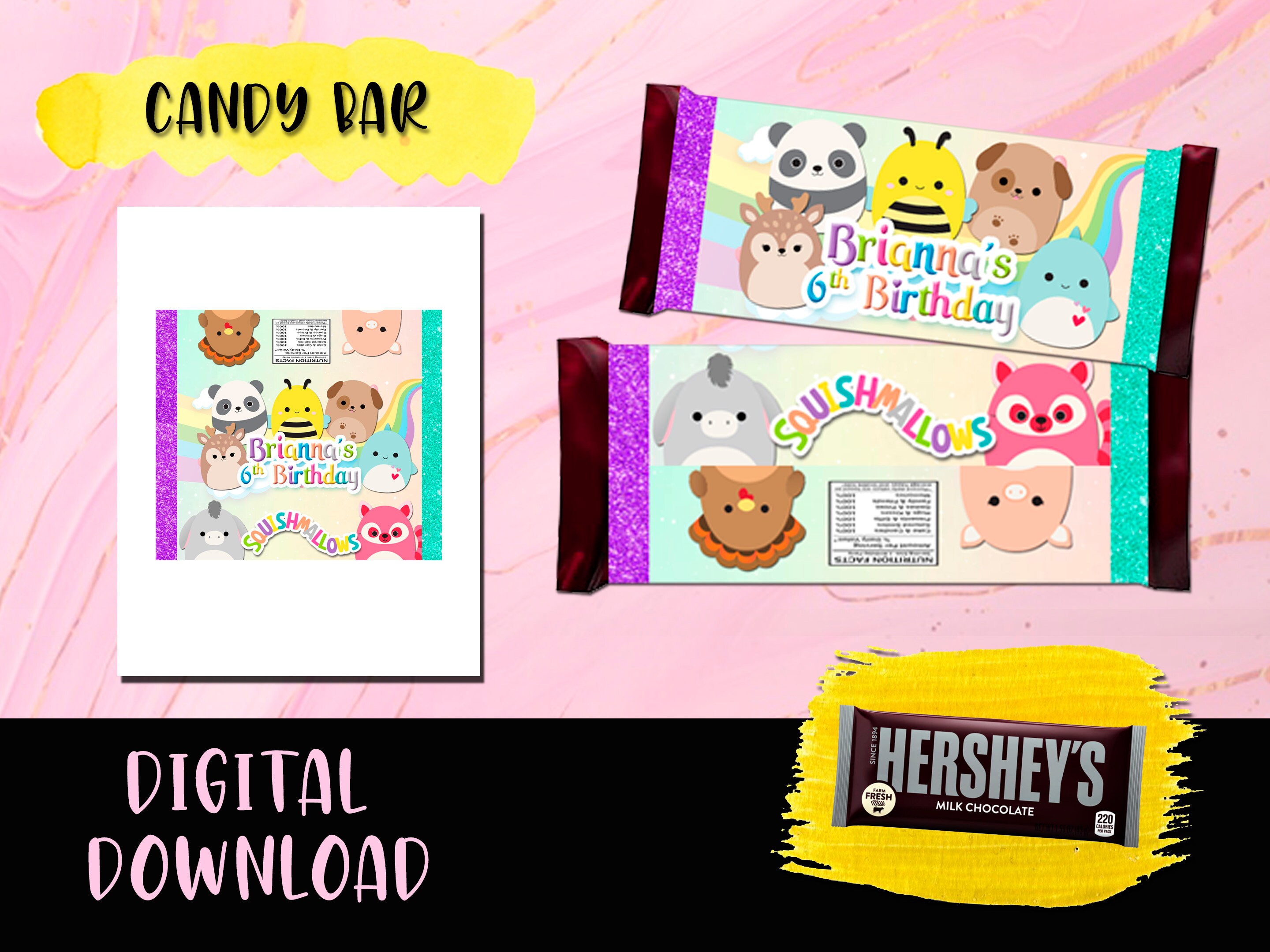 SQUISHMALLOW Birthday Party Pack Chip Bag Chocolate Juice Etsy