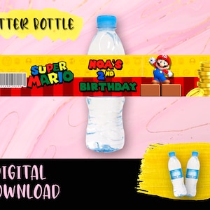 Mario Bros Geburtstagsflaschenetikett – Watter Bottle Party Pack – Etiketten zum Ausdrucken Mario Bros Geburtstag DIGITALER DOWNLOAD