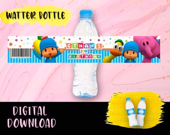 Étiquette de bouteille d'anniversaire Pocoyo - Bouteille d'eau - Étiquettes Printables Pocoyo Birthday Party Anniversaire TÉLÉCHARGEMENT NUMÉRIQUE