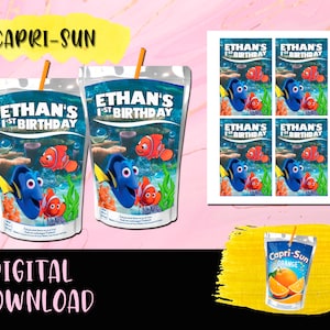 Finding Nemo Birthday Juice label Birthday Party - Juice pouch - Caprisun - Labels Printables Finding Nemo Birthday DIGITAL DOWNLOAD