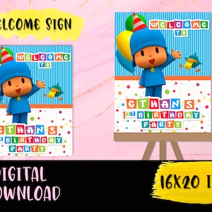 Pocoyo Geburtstagsparty - Willkommensschild - Hintergrund - Pocoyo Party DIGITALER DOWNLOAD