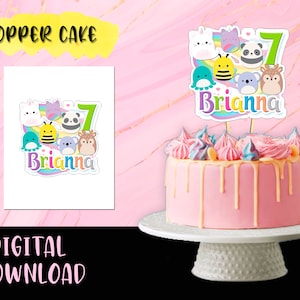 SQUISHMALLOW Birthday Party Pack - Topper Cake- Toppers. Topper Cupcakes Labels printables Squishmallow Party DIGITAL DOWNLOAD