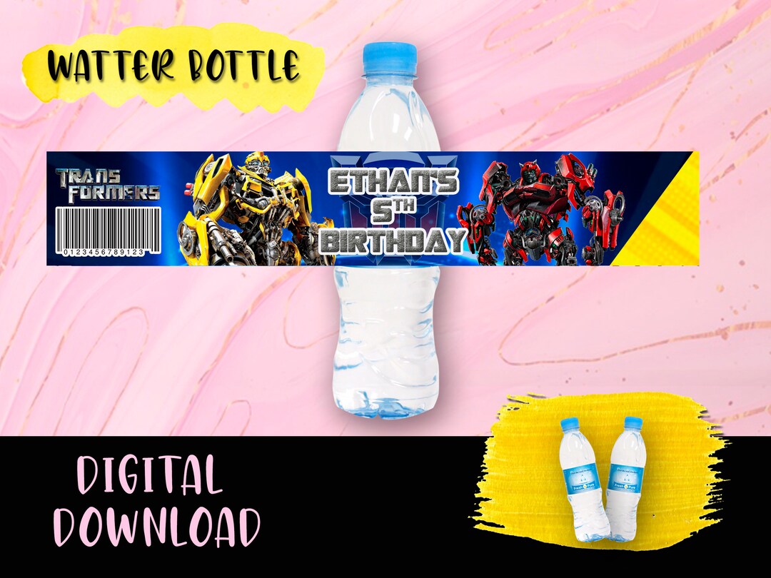 Transformers Birthday Bottle Label - Watter Bottle Party Pack - Labels ...