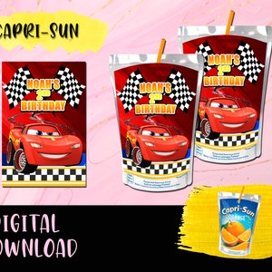 Cars Birthday Juice label Birthday Party - Juice pouch - Caprisun - Labels Printables Cars Birthday DIGITAL DOWNLOAD
