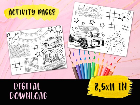 Hotwheels Coloring Hotwheels Activities Birthday Hotwheels - Etsy