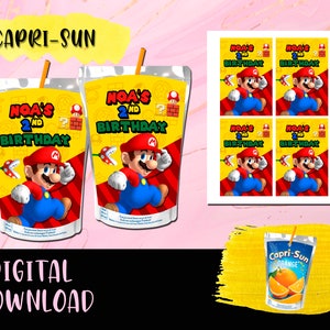 Mario Bros Saftetikett Geburtstagsparty – Saftbeutel – Caprisun – Etiketten zum Ausdrucken Mario Bros DIGITALER DOWNLOAD