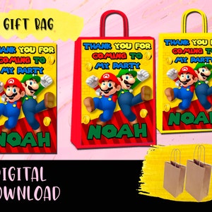 Mario Bros. Geschenktüte für Geburtstagsparty, Geschenktüte, Etiketten zum Ausdrucken, Mario Bros. DIGITALER DOWNLOAD