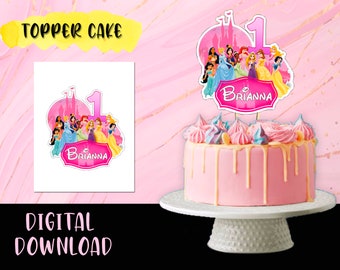 Princess Disney Birthday Party Pack - Topper Cake- Toppers. Topper Cupcakes Labels printables Princess Party DIGITAL DOWNLOAD