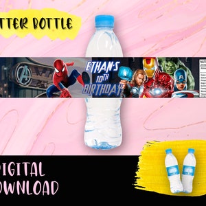 Avengers Birthday Bottle label - Watter Bottle Party Pack - Labels Printables Avengers Birthday Party Birthday DIGITAL DOWNLOAD