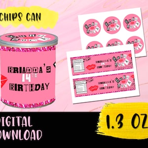 Mean Girls - Burn Book  Chips cans Birthday Party- Potato labels - Labels Printable Mean Girls - Burn Book   DIGITAL DOWNLOAD