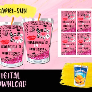 Mean Girls - Burn Book Birthday Juice label Birthday Party - Juice pouch - Caprisun - Labels Printables Burn Book Birthday DIGITAL DOWNLOAD