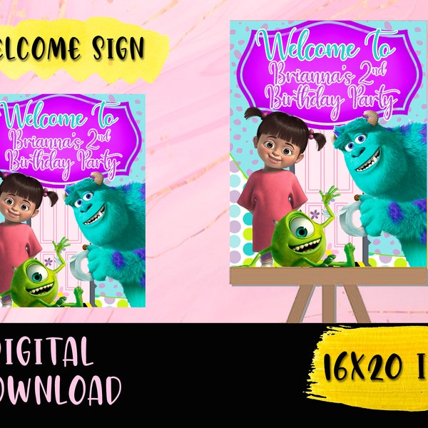 Monsters, Inc Birthday Party - Welcome Sign - Backdrop - Monsters, Inc Party DIGITAL DOWNLOAD