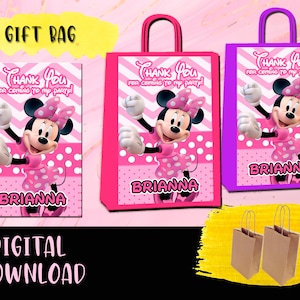Minnie Mouse Favor Bag Fête d’anniversaire- Sac cadeau- Étiquettes imprimables Minnie Mouse TÉLÉCHARGEMENT NUMÉRIQUE