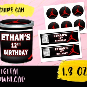 Jordan Jumpman Birthday Chips può festa di compleanno-etichette stampabili Jordan Jumpman Birthday DIGITAL DOWNLOAD