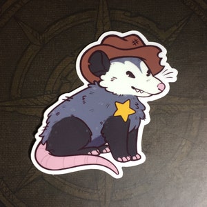Cowboy Opossum - Sticker vinyle résistant aux intempéries