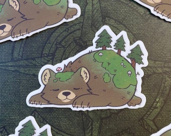 Sleepy Mountain Bear - clear weatherproof vinyl sticker