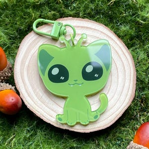 Glorp Alien cat - double sided borderless acrylic keychain, kitten, meme, alien