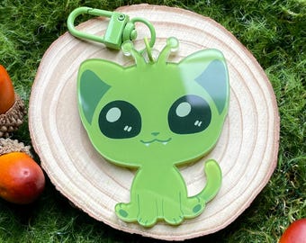 Glorp Alien cat - dubbelzijdige randloze acrylsleutelhanger, kitten, meme, alien
