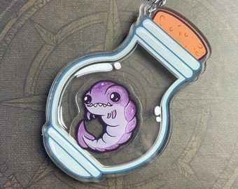 Tadpole specimen jar - Baldurs Gate 3, brain worm, illithid, dnd, shaker charm, keychain, keyring