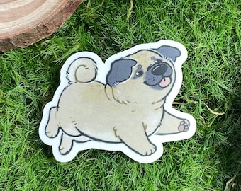 Pug - scratchproof weatherproof, soft touch clear vinyl sticker, Journal, laptop, bottle, planner sticker