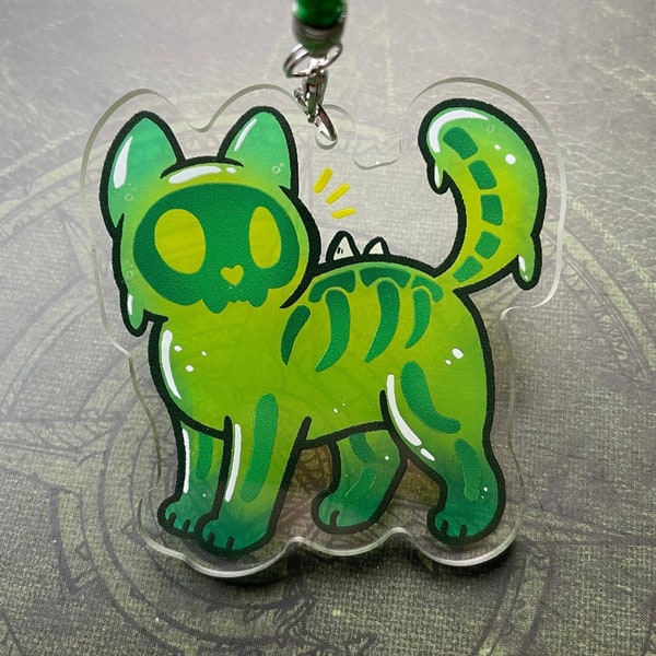 Slime cat - Double Sided clear acrylic charm shadowlands world of warcraft dragonflight