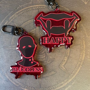 Astarion Bloodless Happy - baldurs gate, Epoxy Red Acrylic Charm Keychain dungeons and dragons