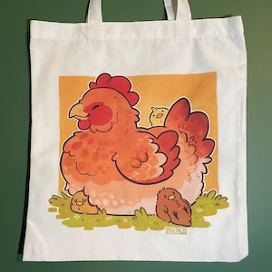 Chickens - 34x38cm tote bag, shopping bag, bag for life, strong canvas bag, cute chicken farmyard, hen and chicks