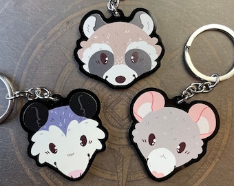 Trash Trio - raccoon opossum rat acrylic charms