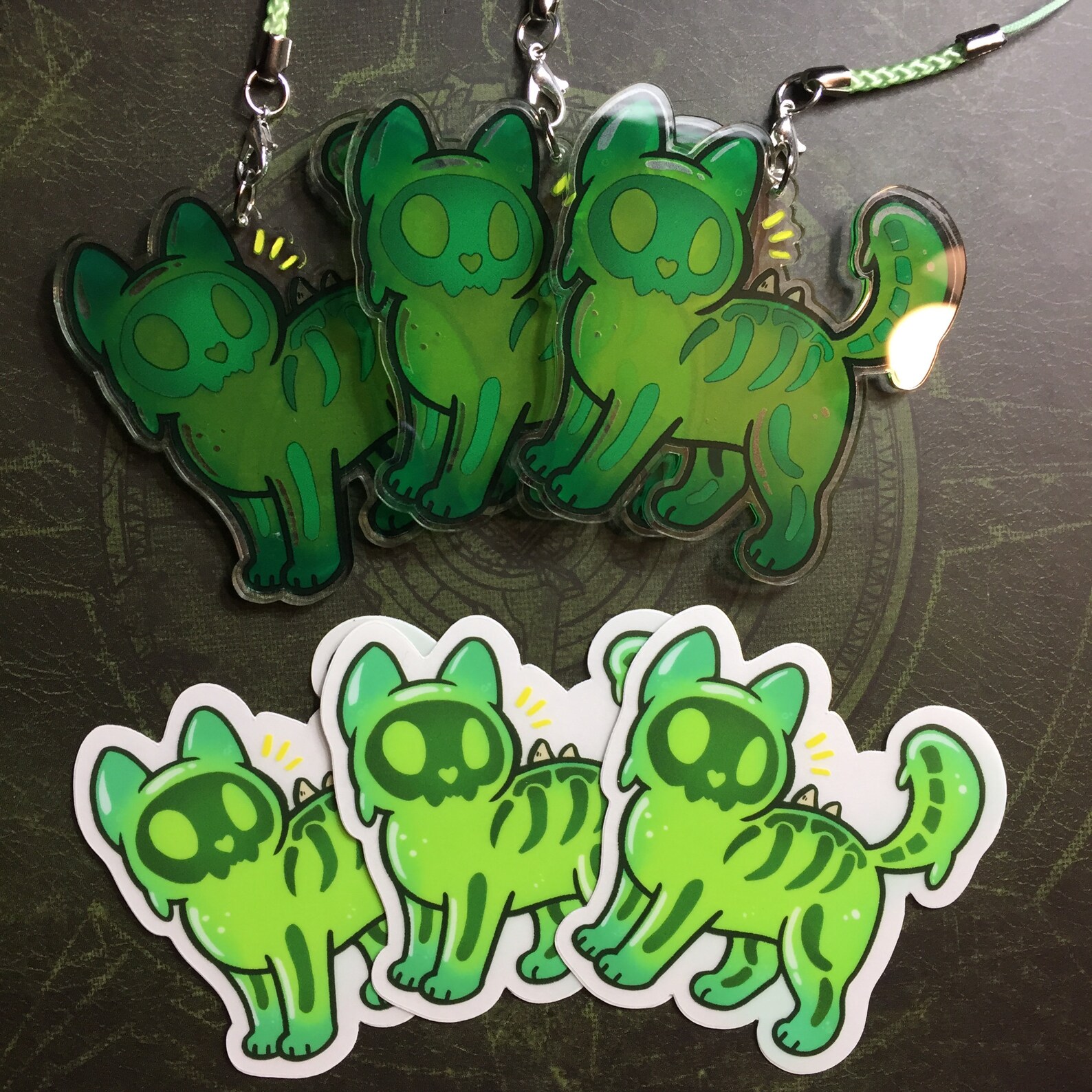Slime cat Double Sided clear acrylic charm shadowlands world Etsy