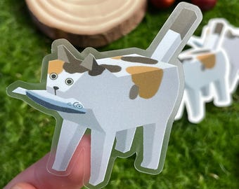 Katamari Cat - scratchproof weatherproof, soft touch clear vinyl sticker, Journal, laptop, bottle, planner sticker calico cat