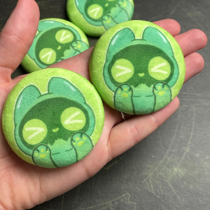 Slime Cat - Squishy Plush Buttons Badges, Fabric Plush Finish, World of ...