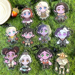 Palia romanceable NPC&#39;s  Double Sided clear acrylic charm,  Reth, Tish, Hassian, Naio, Kenyatta, Jina, Hodari, Jel, Subira, Einar, Tamala
