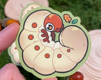 Beetle grub - soft touch vinyl sticker, Journal, laptop, bottle, planner, Insect Bug, Kawaii Cute Animal Entomologist Gift