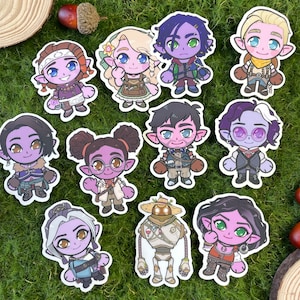 Palia romanceable NPC&#39;s clear stickers,  Reth, Tish, Hassian, Naio, Kenyatta, Jina, Hodari, Jel, Subira, Einar, Tamala