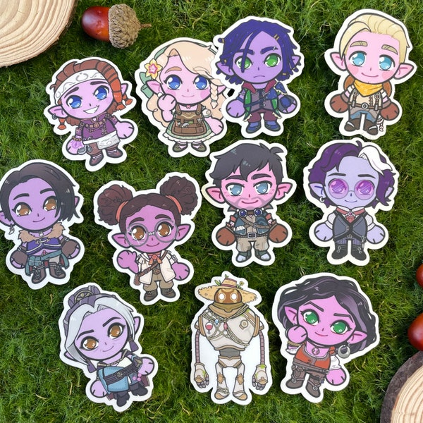 Palia romanceable NPC's clear stickers,  Reth, Tish, Hassian, Naio, Kenyatta, Jina, Hodari, Jel, Subira, Einar, Tamala