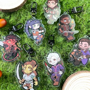 Baldurs gate 3 companions Double Sided clear acrylic charm, dungeons and dragons, Shadowheart, Astarion, Karlach, Gale, Halsin, Wyll, Laezel