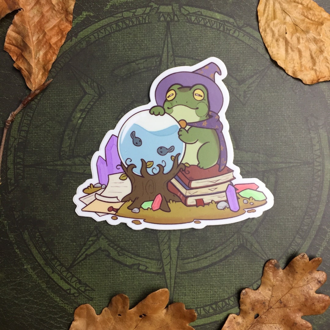 Wizard Frog Crystal Ball - Witchy Vinyl Weatherproof Sticker - Etsy