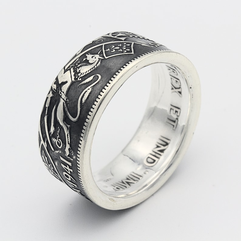 Coin Ring UK Lion Ring Mens Coin Ring Unicorn Ring Canadian Half Dollar Horse Ring Silver Canadian 50 Cents Canadian Coin Ring