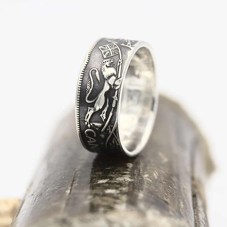 Coin Ring UK Lion Ring Mens Coin Ring Unicorn Ring Canadian Half Dollar Horse Ring Silver Canadian 50 Cents Canadian Coin Ring