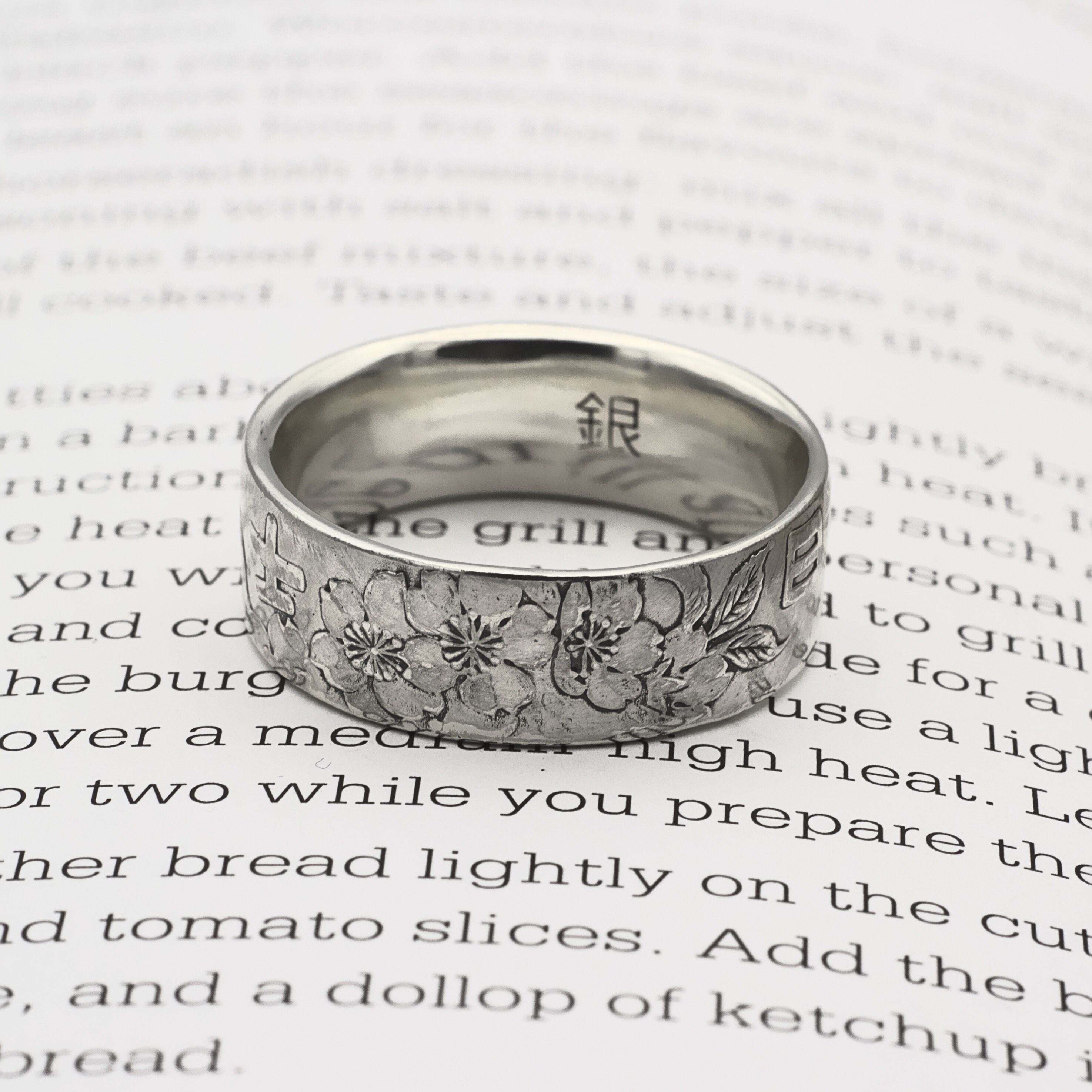 Japanese Coin Ring • Cherry Blossom & Mt Fuji • 1964 Tokyo Sterling ...