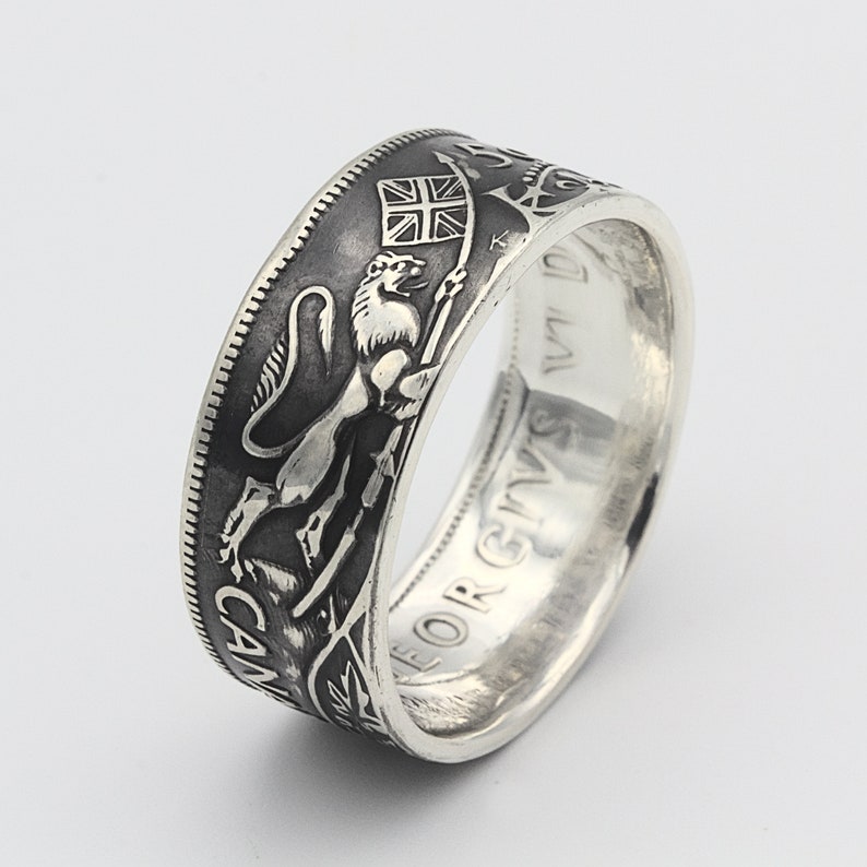 Coin Ring UK Lion Ring Mens Coin Ring Unicorn Ring Canadian Half Dollar Horse Ring Silver Canadian 50 Cents Canadian Coin Ring