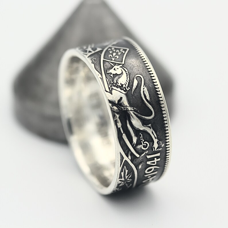 Coin Ring UK Lion Ring Mens Coin Ring Unicorn Ring Canadian Half Dollar Horse Ring Silver Canadian 50 Cents Canadian Coin Ring