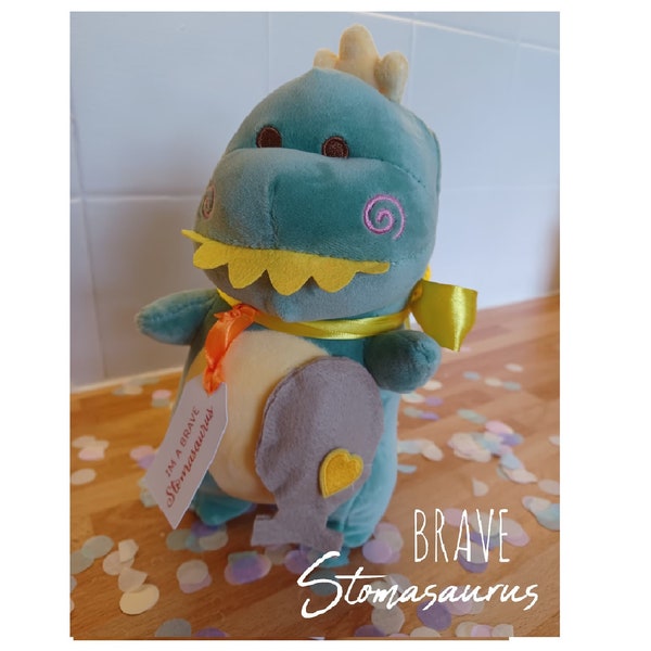 STOMASAURUS Teddy- Theraputic toy for Children- Medical/Stoma/Ostomy/ UNIQUE- Heart/Green