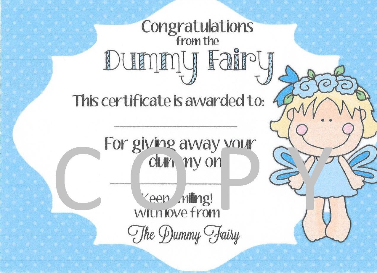 Dummies DUMMY FAIRY Kit with reward Certificate BOYS-Blue award CHILDREN/KIDS 
