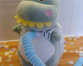 TRACHEASAURUS Teddy (with VENT tubing)- Theraputic toy for Children- Medical/Tracheostomy/Trache- Unique- Various colours available