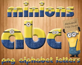 minions font png, minions alphabet, minions letters, minions clipart, printable minions, digital minions, scrapbook, digital download, decor