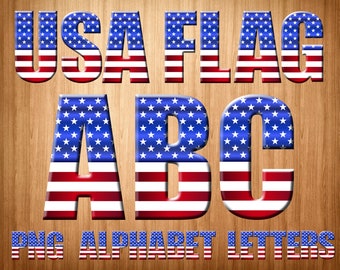 usa flag font png, usa flag alphabet, usa flag letters, usa flag clipart, printable usa flag, digital usa flag, scrapbook, digital download