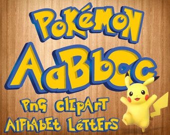 pokemon font png, pokemon alphabet, pokemon letters, pokemon clipart, printable pokemon, digital pokemon, scrapbook, digital download, decor
